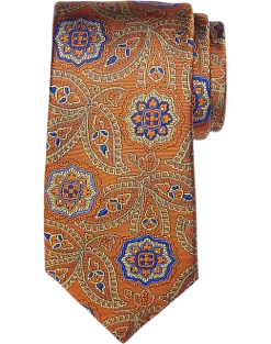 Joseph Abboud Narrow Silk Tie, Rust Paisley Medallion