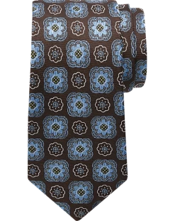 Joseph Abboud Narrow Tie, Brown Medallion