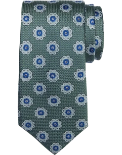 Joseph Abboud Narrow Silk Tie, Olive Medallion