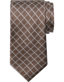 Pronto Uomo Narrow Tie, Brown Grid