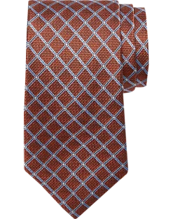 Pronto Uomo Narrow Tie, Orange Grid
