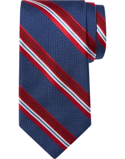 Pronto Uomo Narrow Tie, Navy Stripe