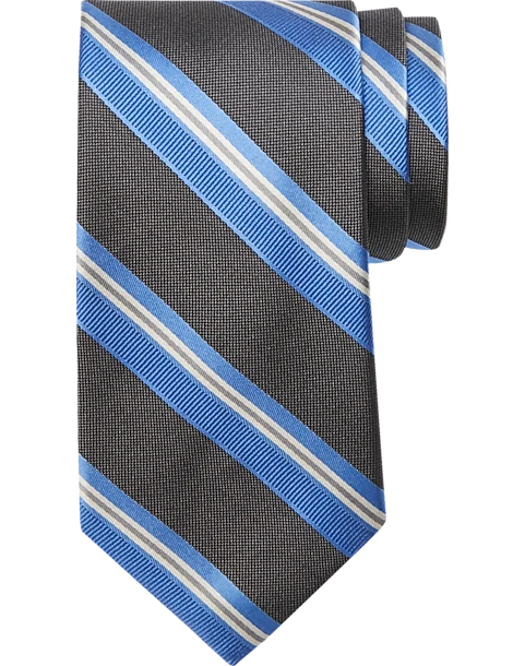 Pronto Uomo Narrow Tie, Charcoal Stripe 3 Pronto Uomo Narrow Tie, Charcoal Stripe