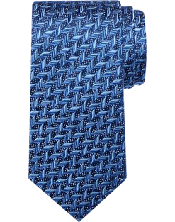 Pronto Uomo Narrow Silk Tie, Navy Zigzag