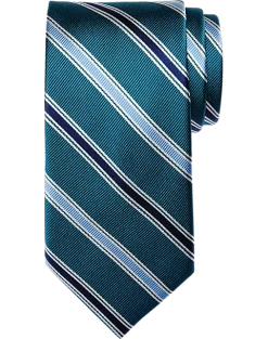 Pronto Uomo Narrow Tie, Teal Stripe