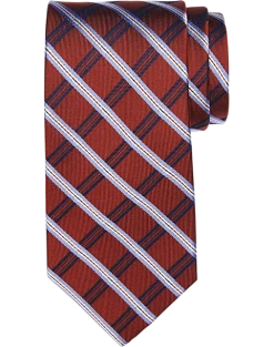 Pronto Uomo Narrow Silk Tie, Rust Plaid