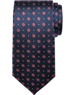 Pronto Uomo Narrow Tie, Navy Geometric Dot