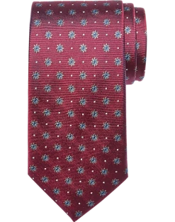 Pronto Uomo Narrow Tie, Burgundy Geometric Dot