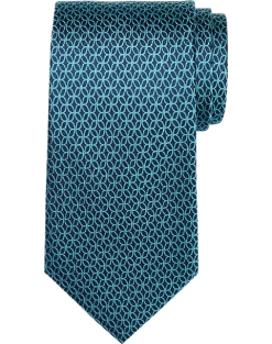 Pronto Uomo Narrow Tie, Teal Geometric