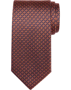 Pronto Uomo Narrow Tie, Orange Geometric