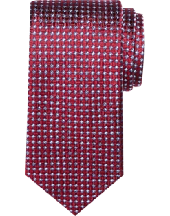Pronto Uomo Narrow Tie, Burgundy Mini Grid Check