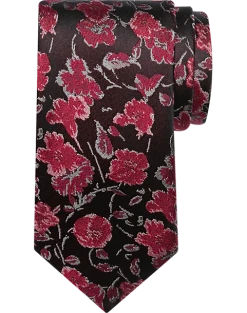 Awearness Kenneth Cole Skinny Tie, Burgundy Floral
