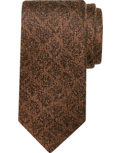 Egara Skinny Tie, Brown Subtle Diamond Check