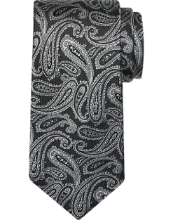 Pronto Uomo Narrow Tie, Black Paisley