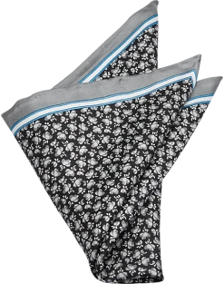 Pronto Uomo Pocket Square, Black Abstract
