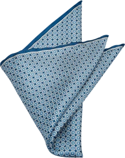 Pronto Uomo Pocket Square, Blue Square Dot