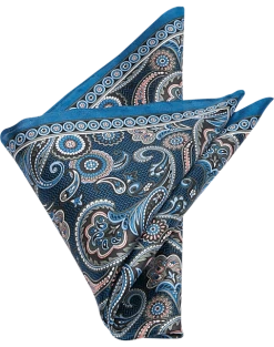 Pronto Uomo Pocket Square, Navy Paisley