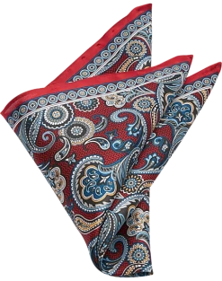 Pronto Uomo Pocket Square, Red Paisley