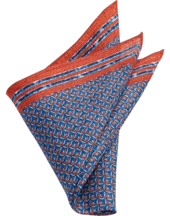 Joseph Abboud Linen Pocket Square, Rust & Blue