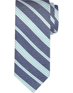 Egara Narrow Tie, Denim & Sage Stripe