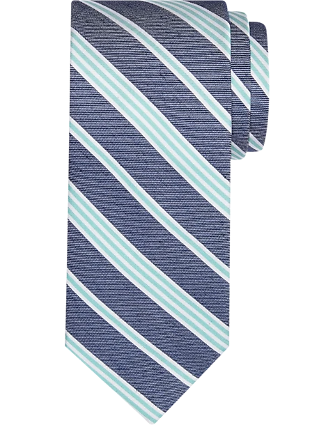 Egara Narrow Tie, Denim & Sage Stripe 3 Egara Narrow Tie, Denim & Sage Stripe