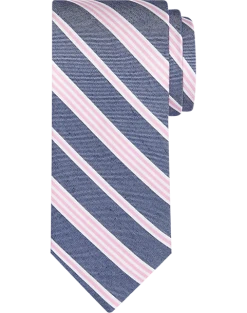 Egara Narrow Tie, Pink & Blue Stripe
