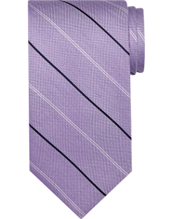 Pronto Uomo Narrow Tie, Lavender With Black & White Stripes