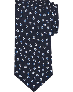Joseph Abboud Narrow Tie, Navy Tossed Floral