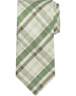 Pronto Uomo Narrow Tie, Green Plaid