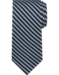 Pronto Uomo Narrow Tie, Navy Marvin Stripe