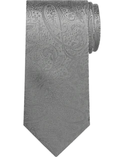 Pronto Uomo Narrow Tie, Tonal Silver Paisley