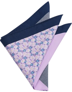 Joseph Abboud Pocket Square, Navy & Purple Multi Pattern