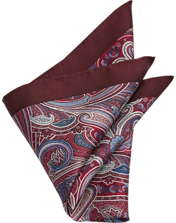 Joseph Abboud Pocket Square, Burgundy Paisley