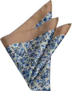 Joseph Abboud Pocket Square, Taupe & Blue Floral