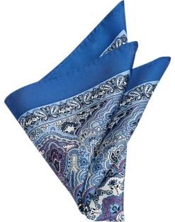 Joseph Abboud Silk Pocket Square, Blue & Purple Paisley