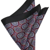 Joseph Abboud Silk Pocket Square, Black & Burgundy Medallion