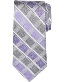 Pronto Uomo Narrow Tie, Plum & Charcoal Grid Stripe