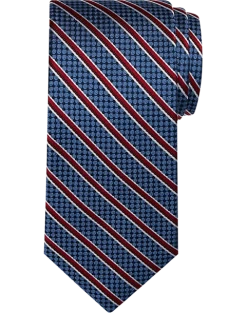 Pronto Uomo Narrow Tie, Burgundy & Blue Stripe