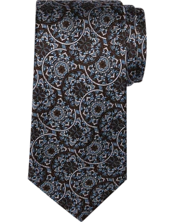 Pronto Uomo Narrow Tie, Brown Medallion