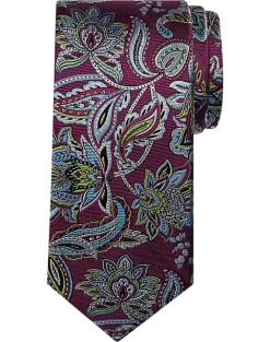 Pronto Uomo Narrow Tie, Berry Floral