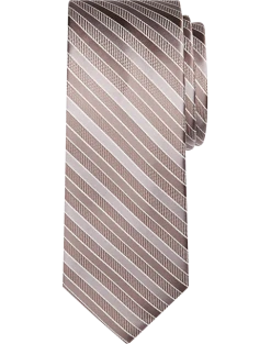 Egara Narrow Tie, Taupe Stripe