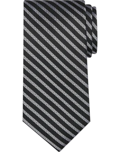 Calvin Klein Narrow Tie, Silver-Gray And Black Stripe