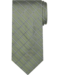 Calvin Klein Narrow Tie, Olive Plaid