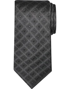 Awearness Kenneth Cole Narrow Tie, Charcoal Puzzle Pattern