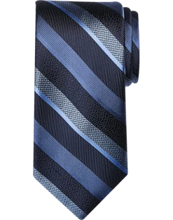 Awearness Kenneth Cole Narrow Tie, Navy Pebbled Stripe