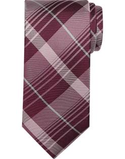 Awearness Kenneth Cole Narrow Tie, Burgundy Plaid