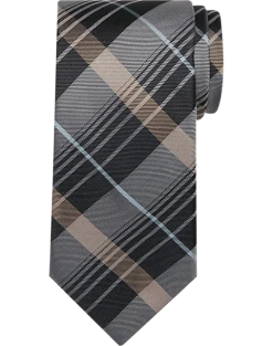 Awearness Kenneth Cole Narrow Tie, Charcoal Plaid
