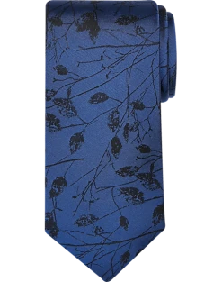 Pronto Uomo Narrow Tie, Navy Marsh Twigs
