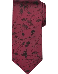 Pronto Uomo Narrow Tie, Burgundy Marsh Twigs