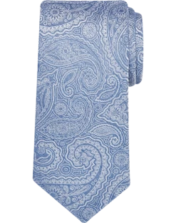 Pronto Uomo Narrow Tie, Light Blue Paisley